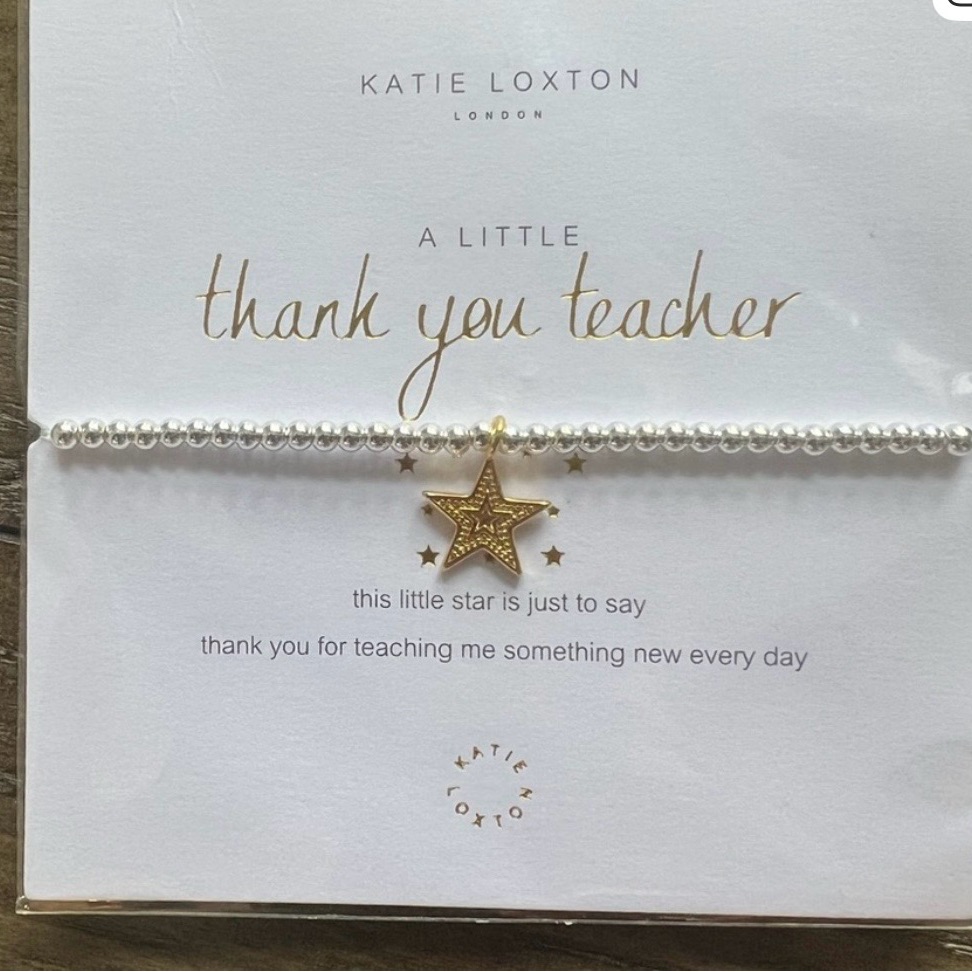 Katie Loxton Gold Star Pearl Bracelet - Thank You Teacher
